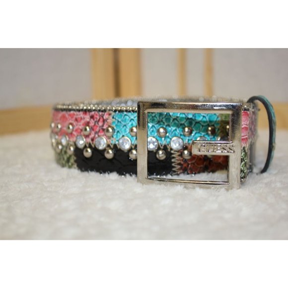 Guess Belt  42 1/2 inches Multi-colored rhinestone belt - Picture 4 of 5